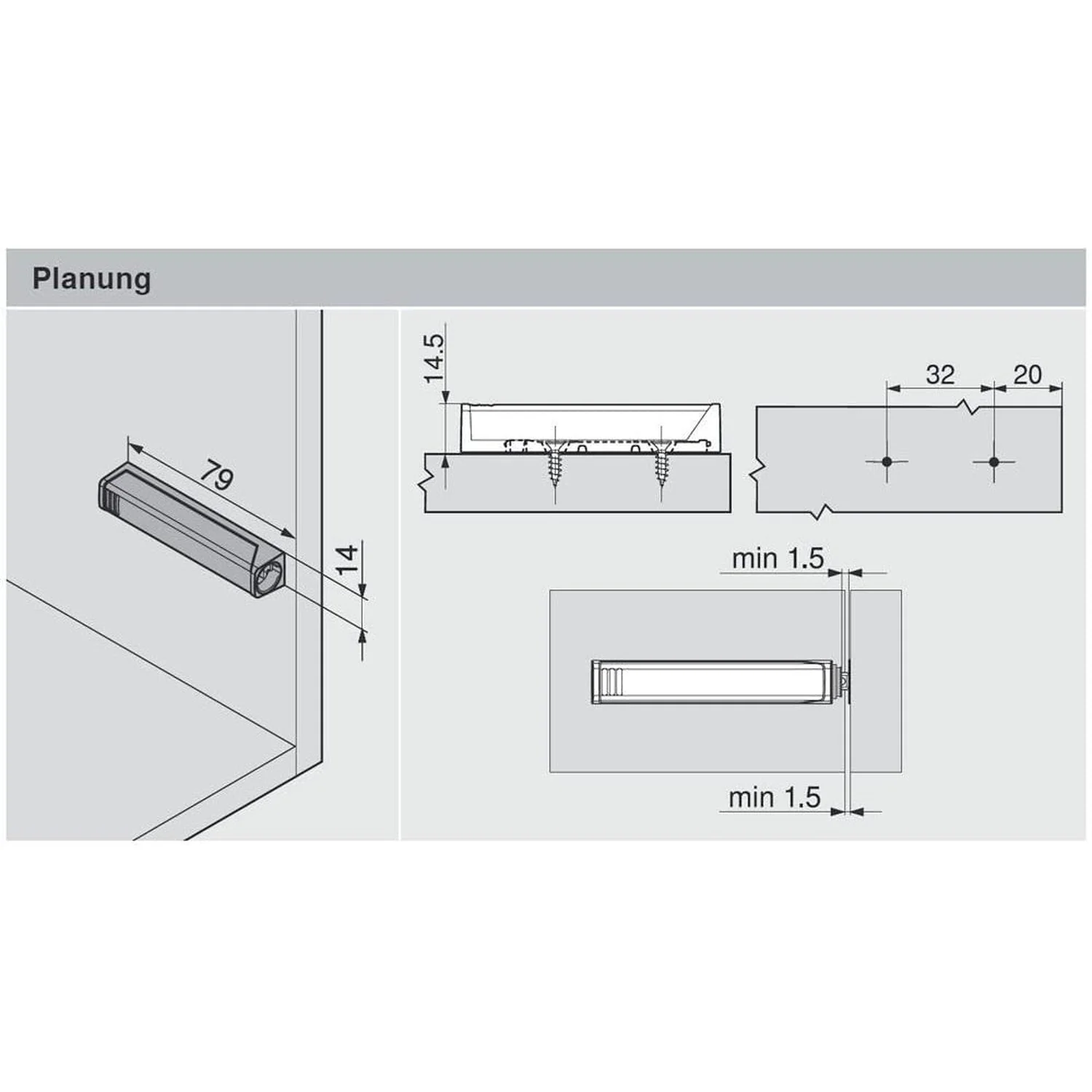 Blum 956A1004 Magnetic Push To Open Tip-On Set & Mounting Plate (Large Doors) - Image 3