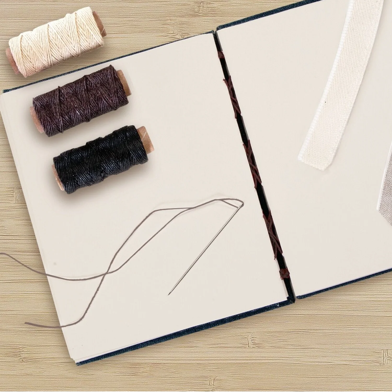 Books By Hand Natural Waxed Linen Thread 18m Natural Black & Brown (3 Pack) - Image 3