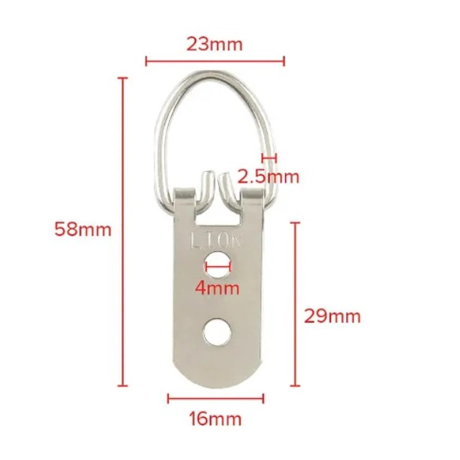 D Ring Heavy Duty Hanger Nickel 58mm/2.3" 20kg Pack of 10 - Image 3
