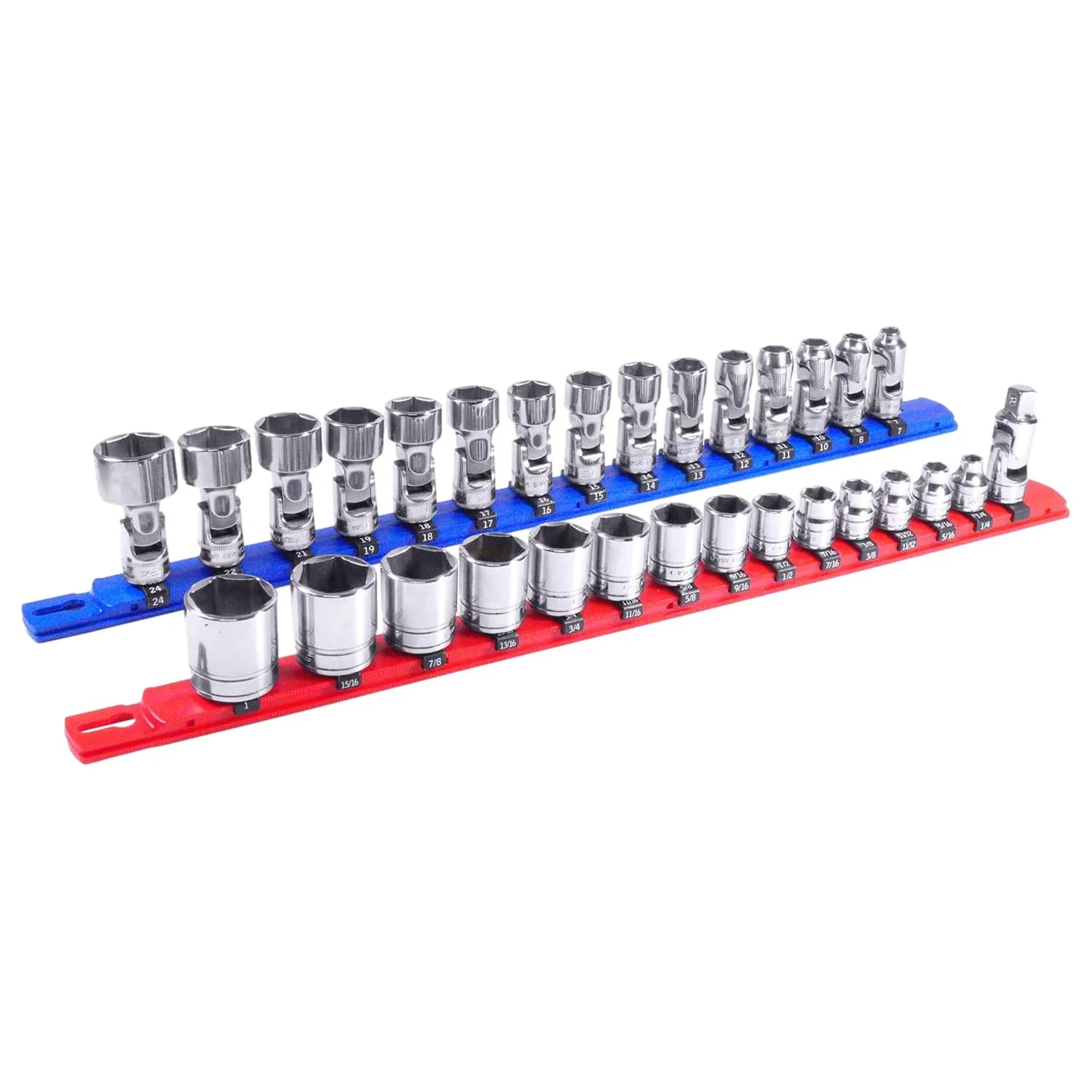 Ernst 8415 13" Socket Rail Organiser with 3/8" Twist Lock Clips Red - Image 5