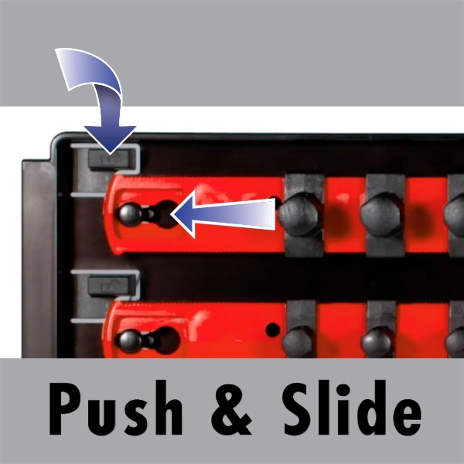 Ernst 8452 1/4" Socket Boss Storage Organiser 2-Rail Twist Lock 18" Red - Image 3