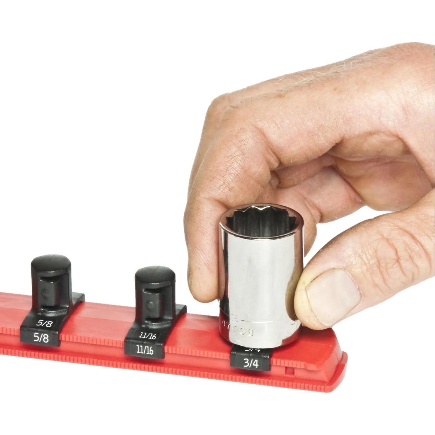 Ernst 8412 8" Socket Rail Organiser with 1/2" Twist Lock Clips Red - Image 2