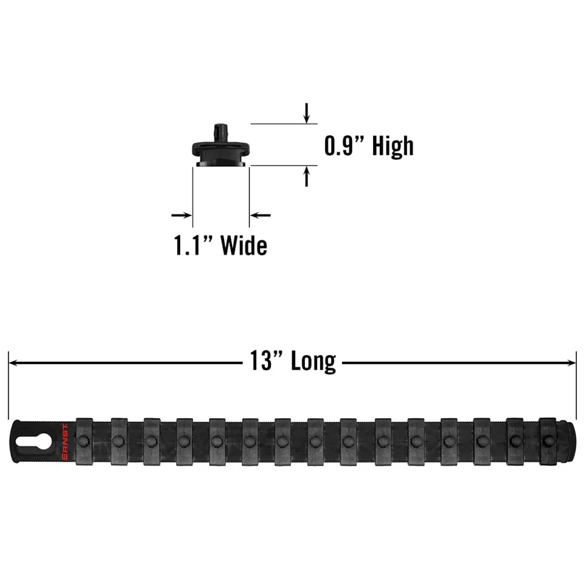 Ernst 8423 13" Socket Rail Organiser with 15 1/4" Twist Lock Clips Black - Image 2