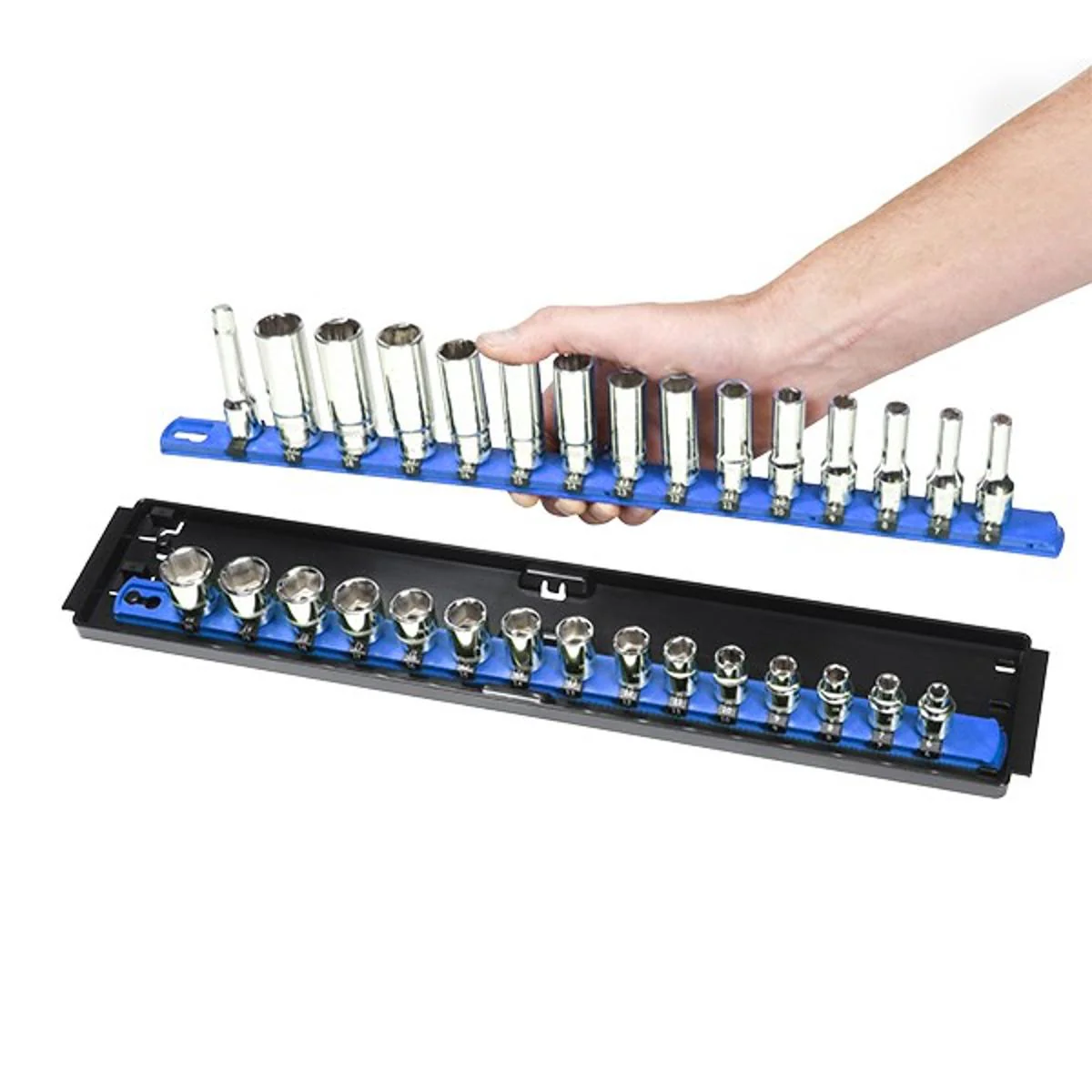 Ernst 8456 3/8" Socket Boss Storage Organiser 2-Rail Twist Lock 18" Blue - Image 3