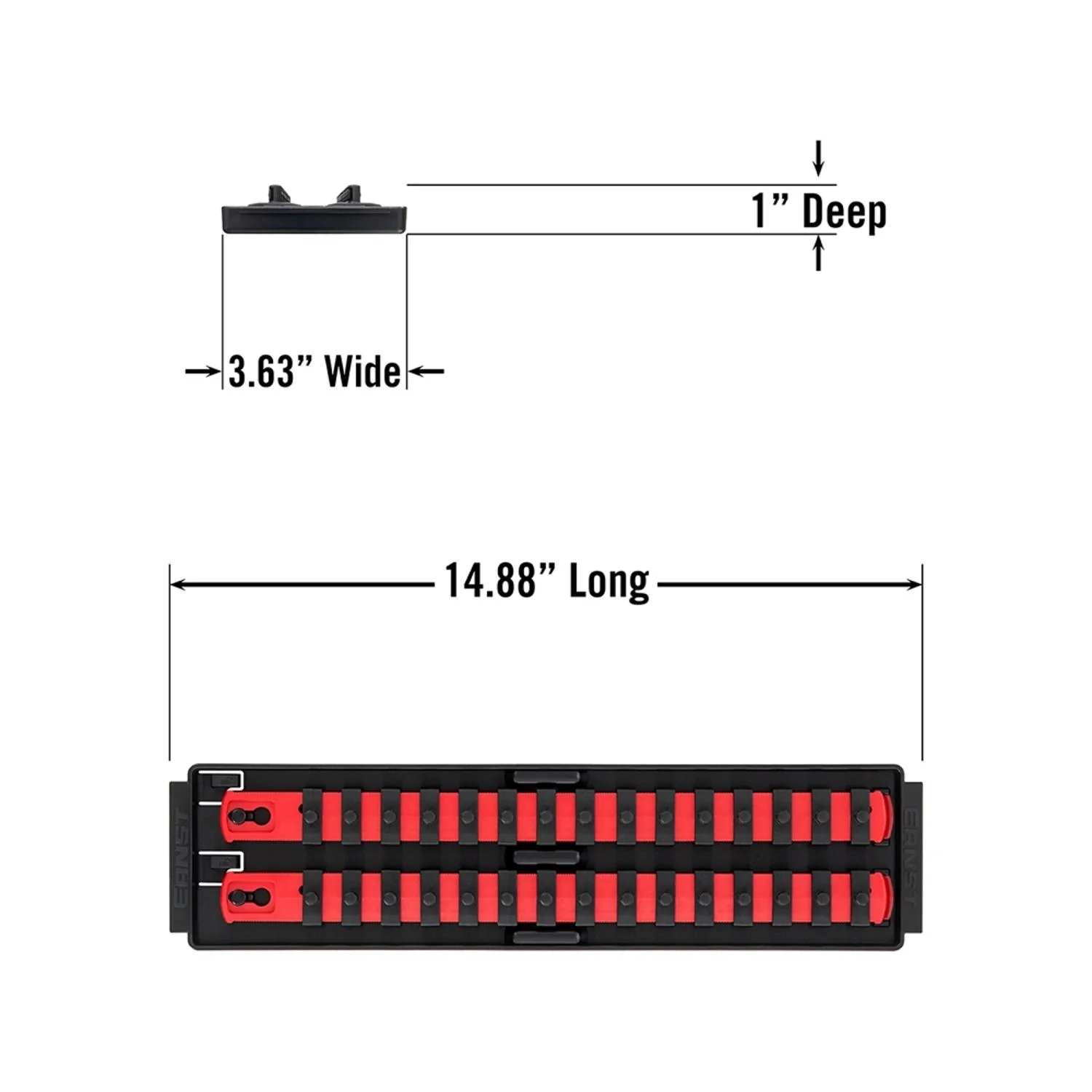 Ernst 8492 1/4" Socket Boss Storage Organiser 2-Rail Twist Lock 13" Red - Image 2