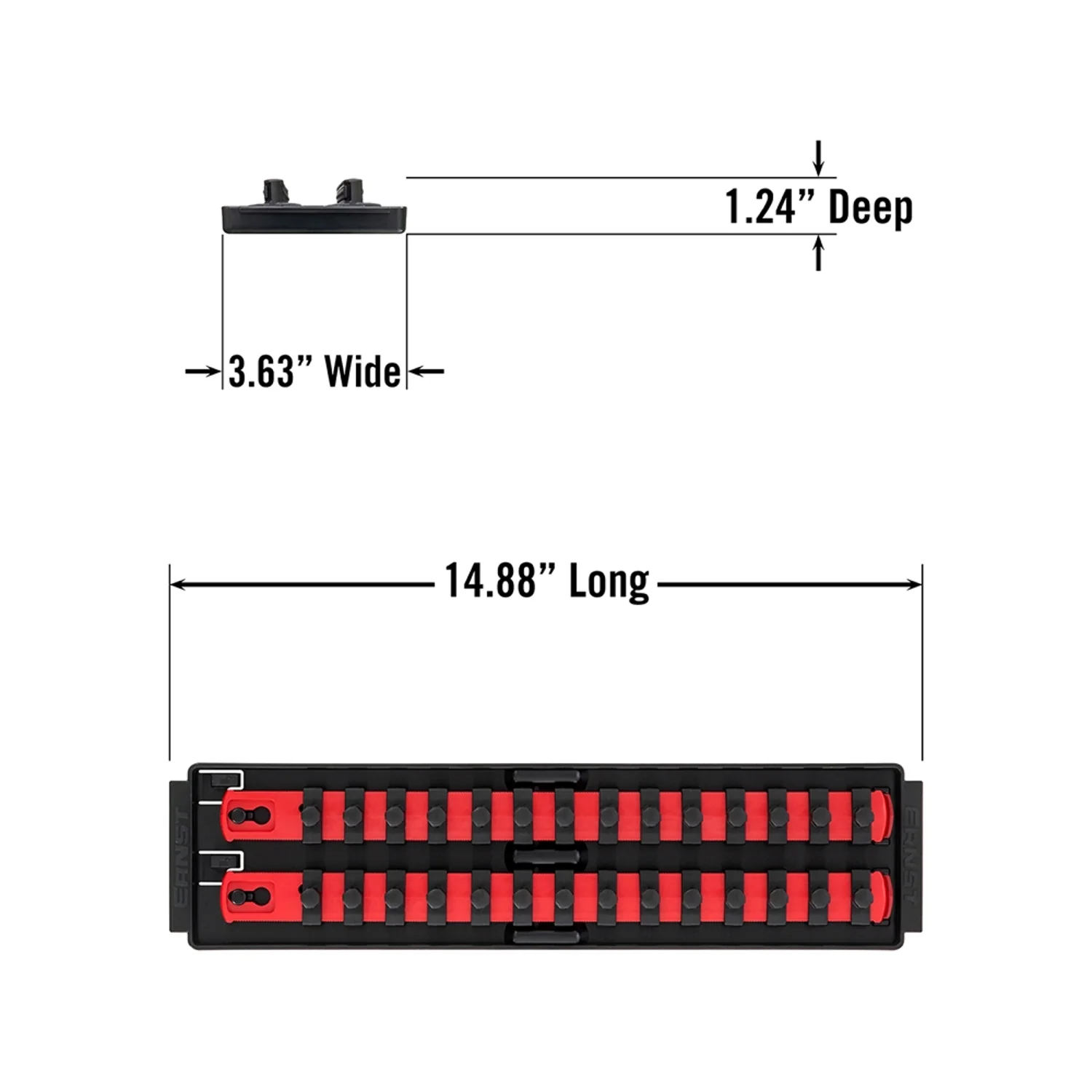 Ernst 8493 3/8" Socket Boss Storage Organiser 2-Rail Twist Lock 13" Red - Image 2