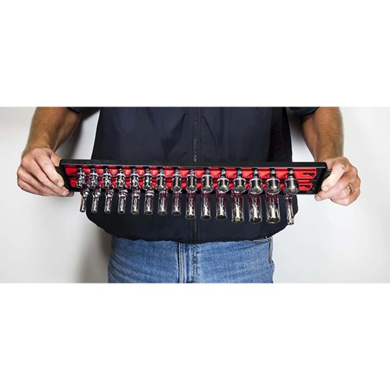 Ernst 8493 3/8" Socket Boss Storage Organiser 2-Rail Twist Lock 13" Red - Image 6