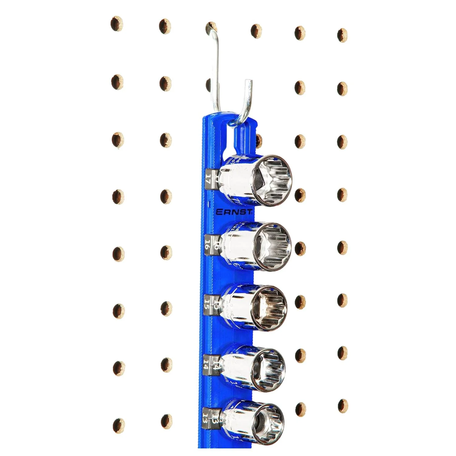 Ernst 8402 18" Socket Rail Organiser with 1/2" Twist Lock Clips Red - Image 2