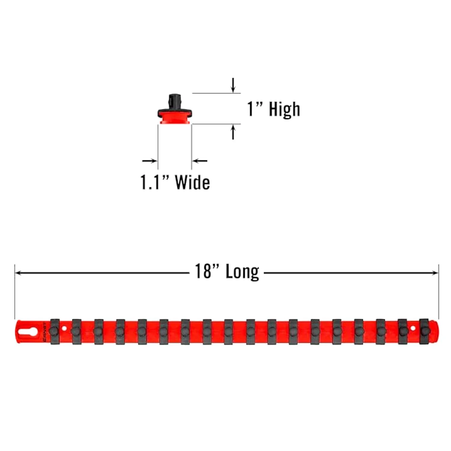 Ernst 8401 18" Socket Rail Organiser with 3/8" Twist Lock Clips Red - Image 2