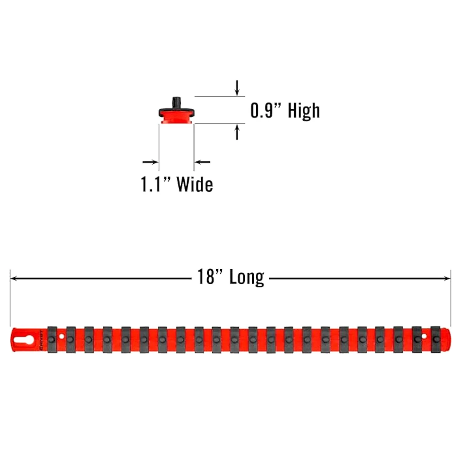 Ernst 8400 18" Socket Rail Organiser 1/4" Twist Lock Clips Red - Image 2