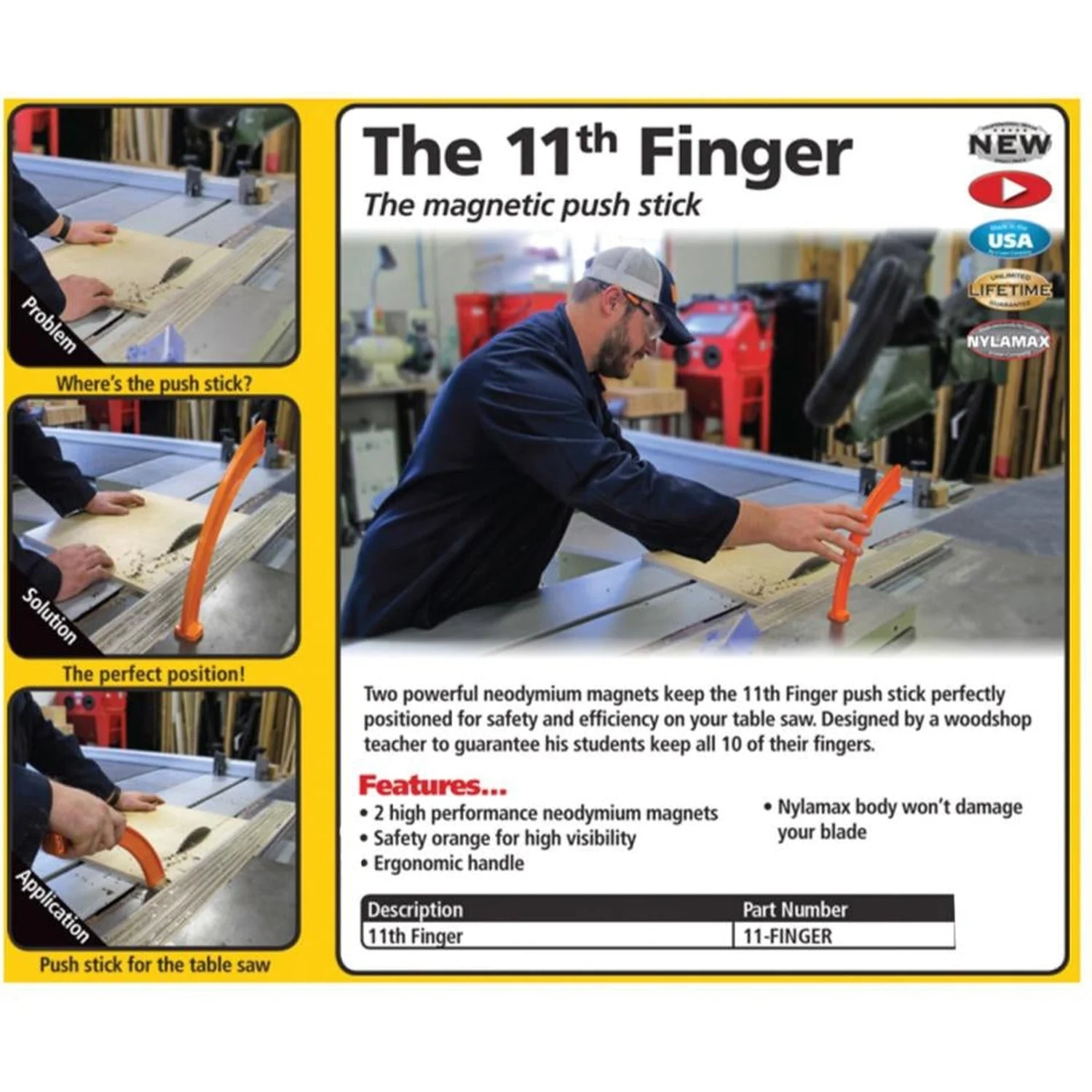 FastCap 11th Finger Table Saw Magentic Push Stick - Image 3