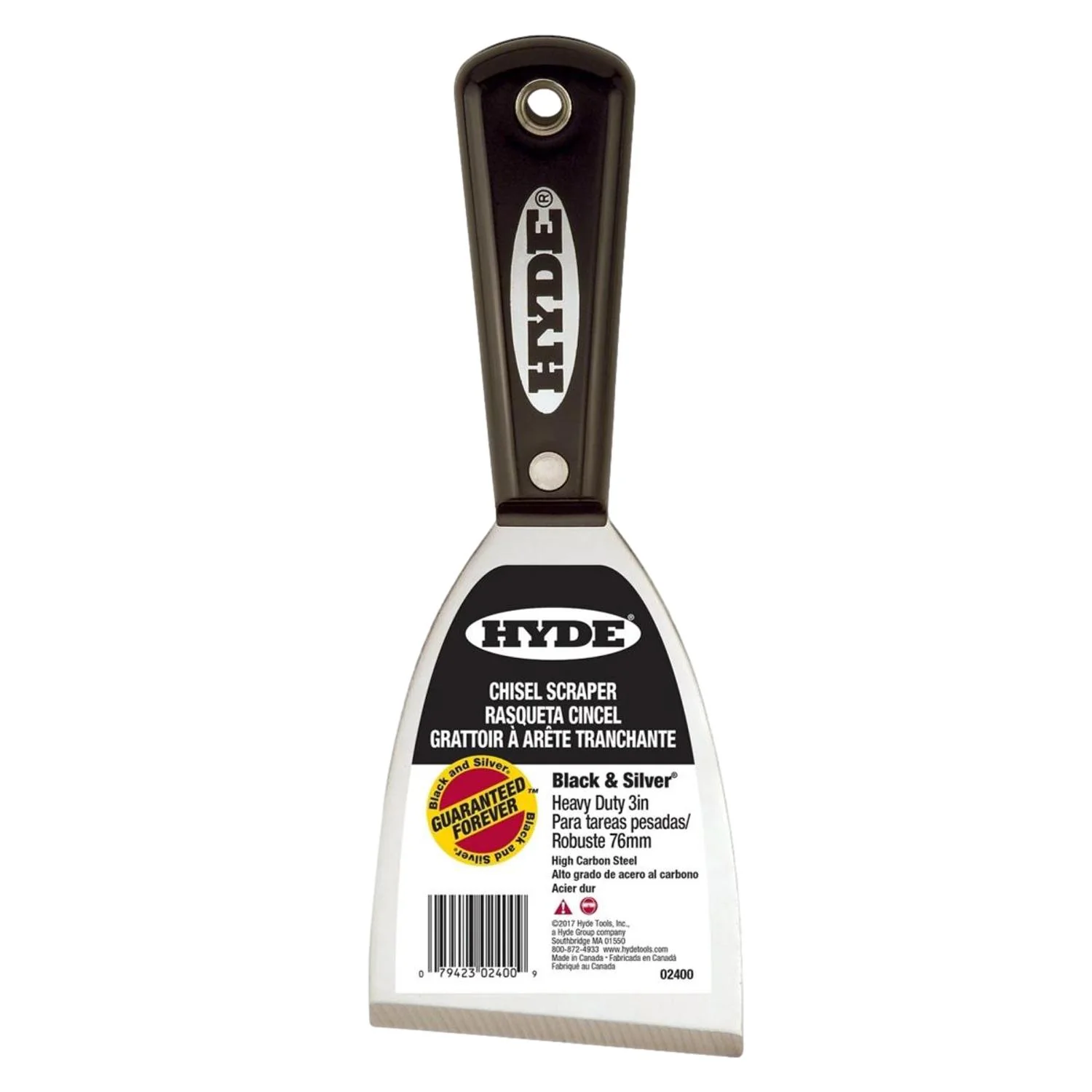 Hyde 02400 Stiff Chisel Scraper 76mm (3") Black & Silver - Image 3