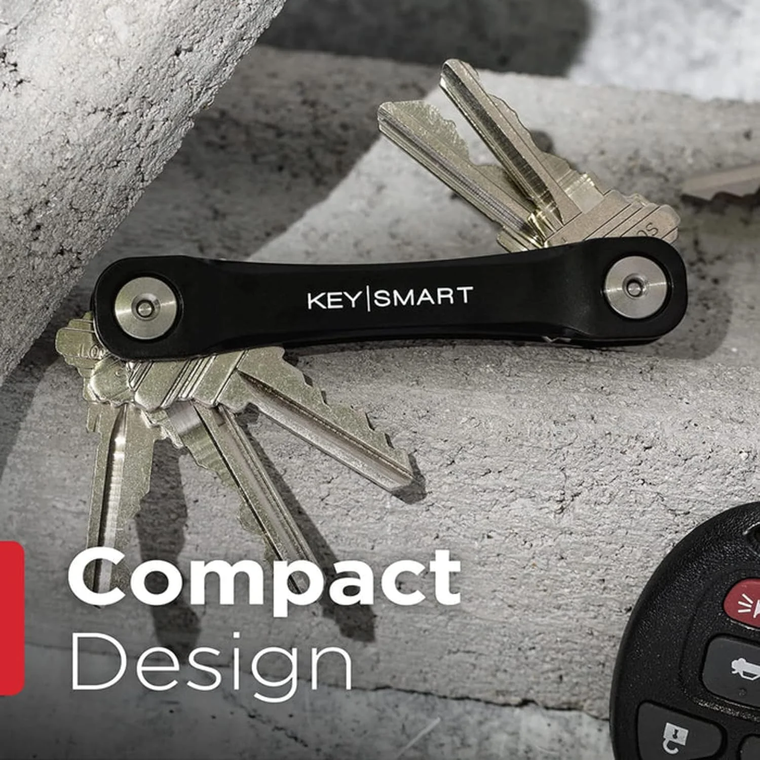 KeySmart Flex Compact Keyring Key Holder Black - Image 3