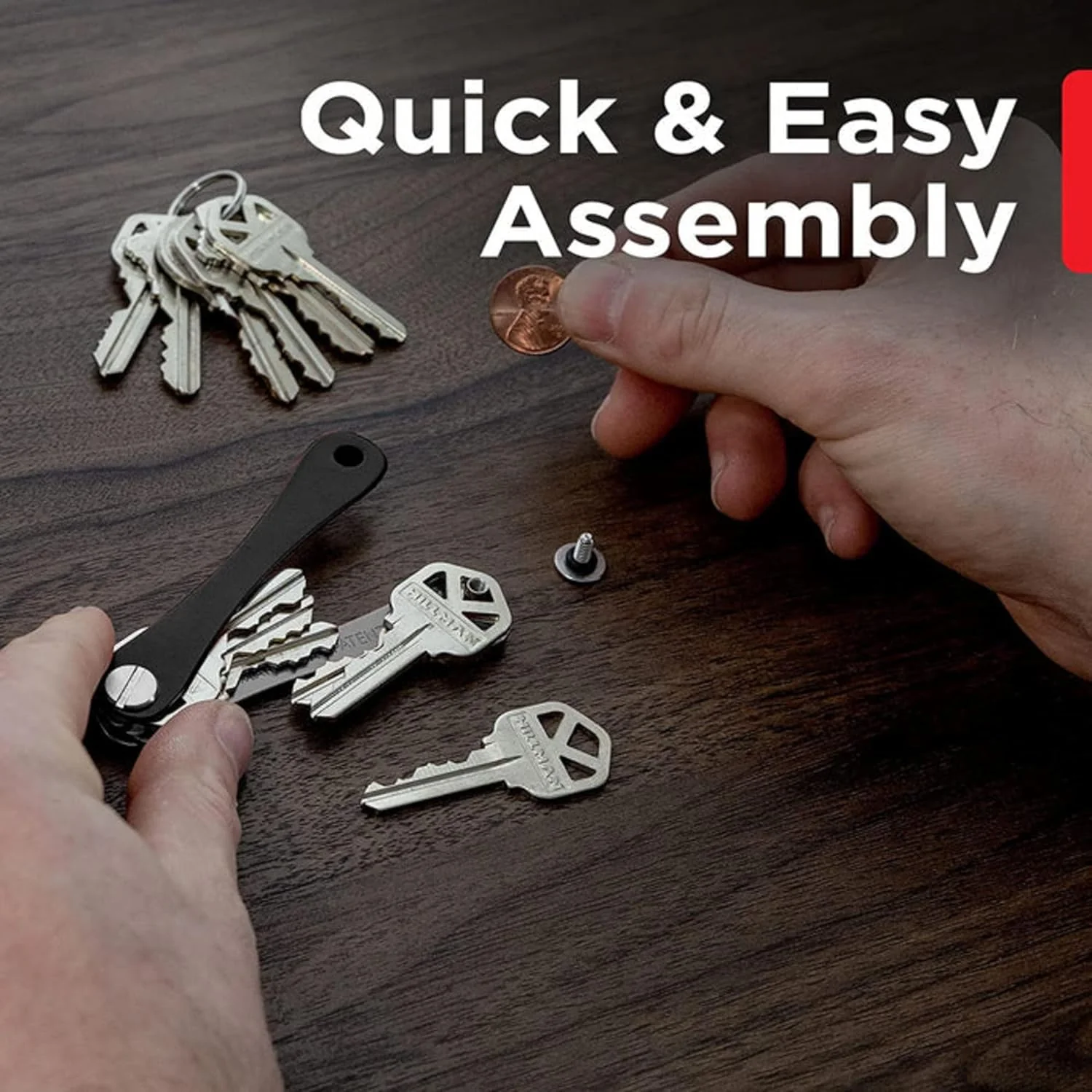 KeySmart Flex Compact Keyring Key Holder Black - Image 4