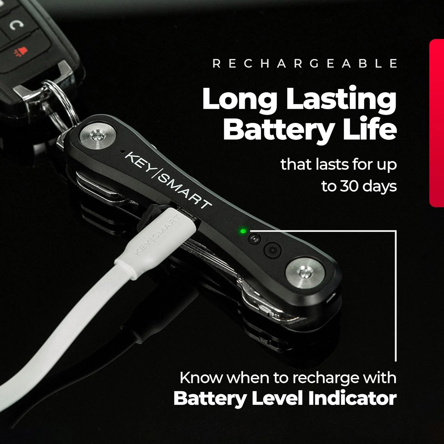 KeySmart iPro Keyring Tracker & Key Holder Organiser Multitool Black - Image 6