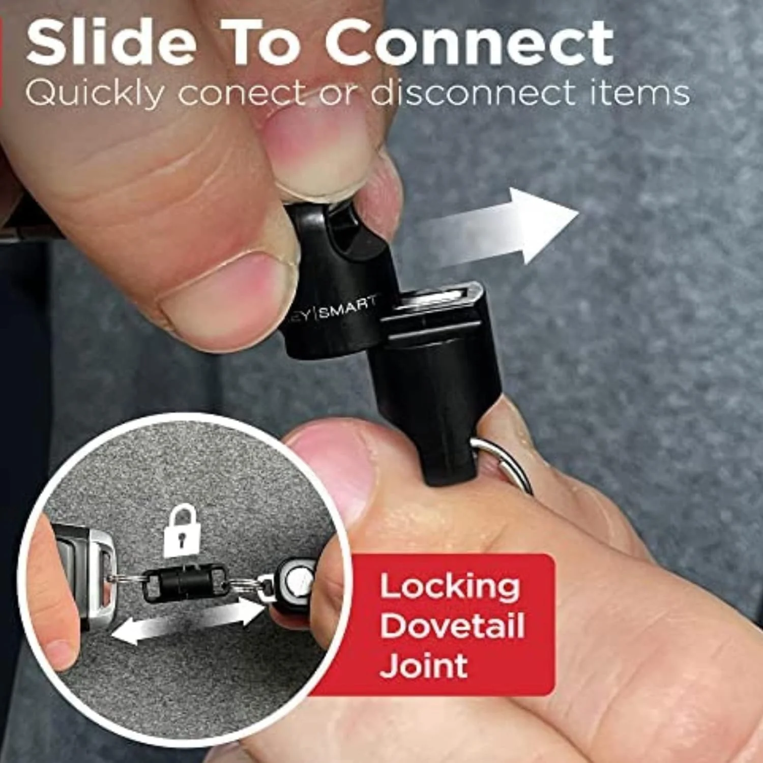 KeySmart MagConnect Pro Locking Magnetic Keyring Quick Connect Black - Image 7