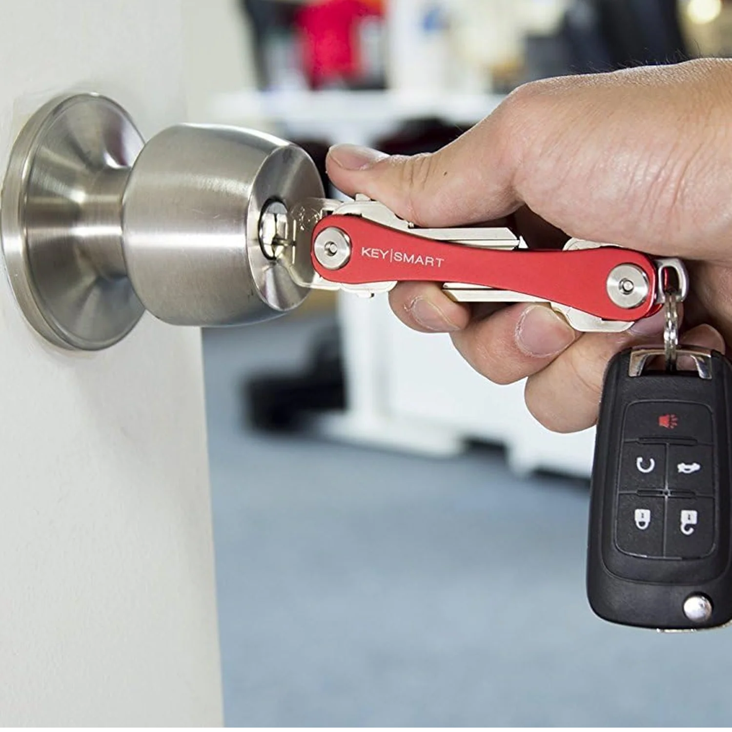 KeySmart Original Compact Keyring Key Holder Red - Image 8