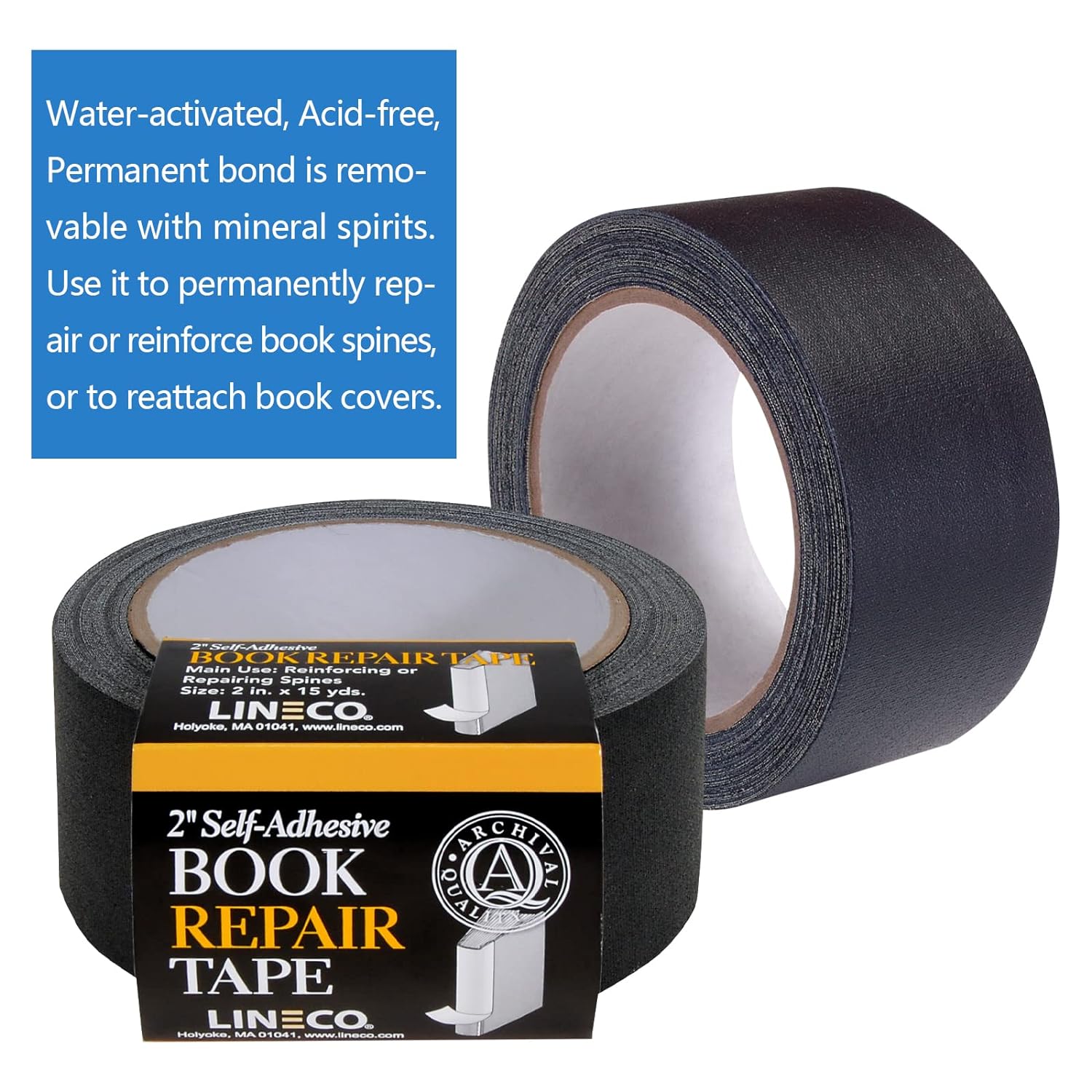 Lineco Book Repair Tape 5cm x 4.5m Self Adhesive Black - Image 3