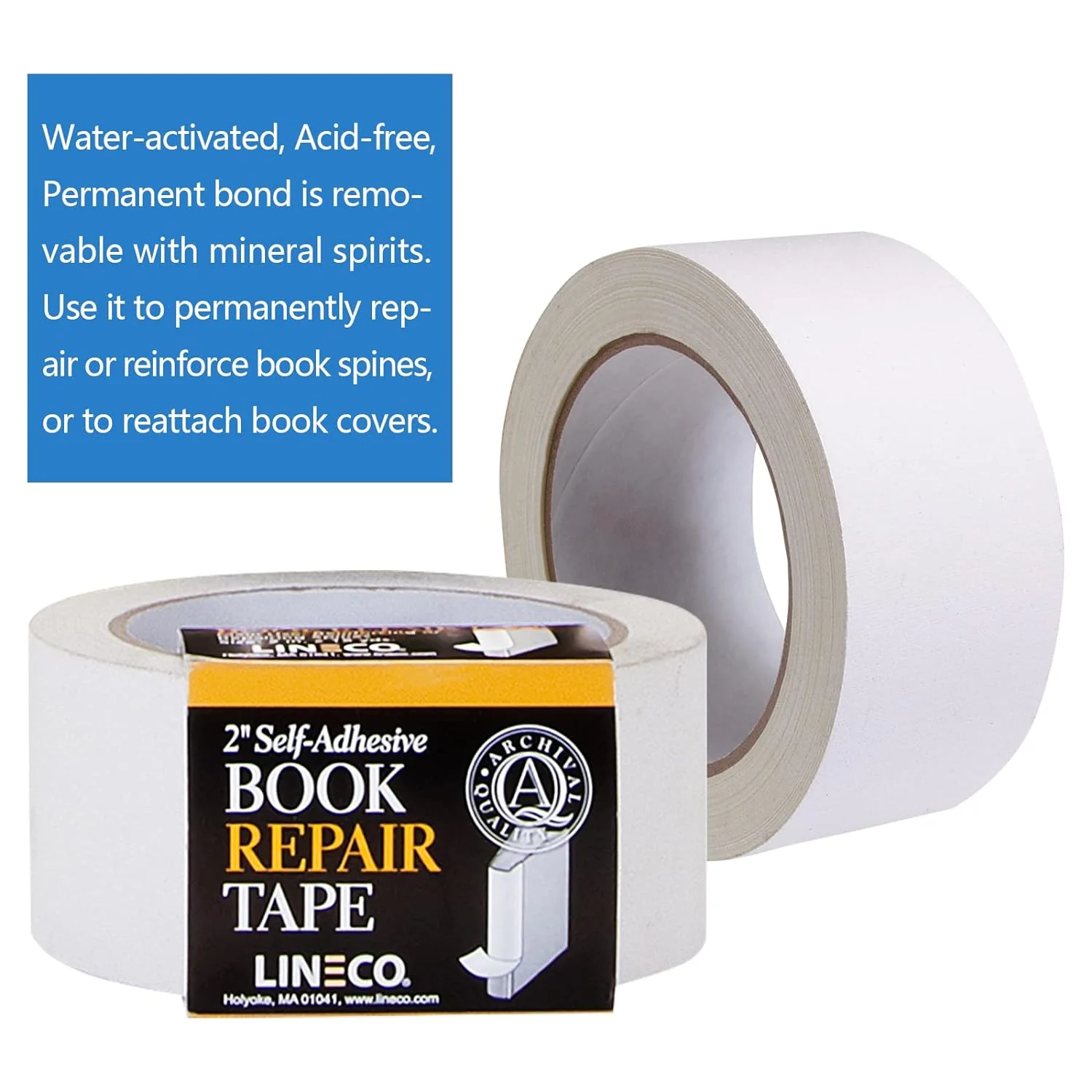 Lineco Book Repair Tape 5cm x 4.5m Self Adhesive White - Image 4