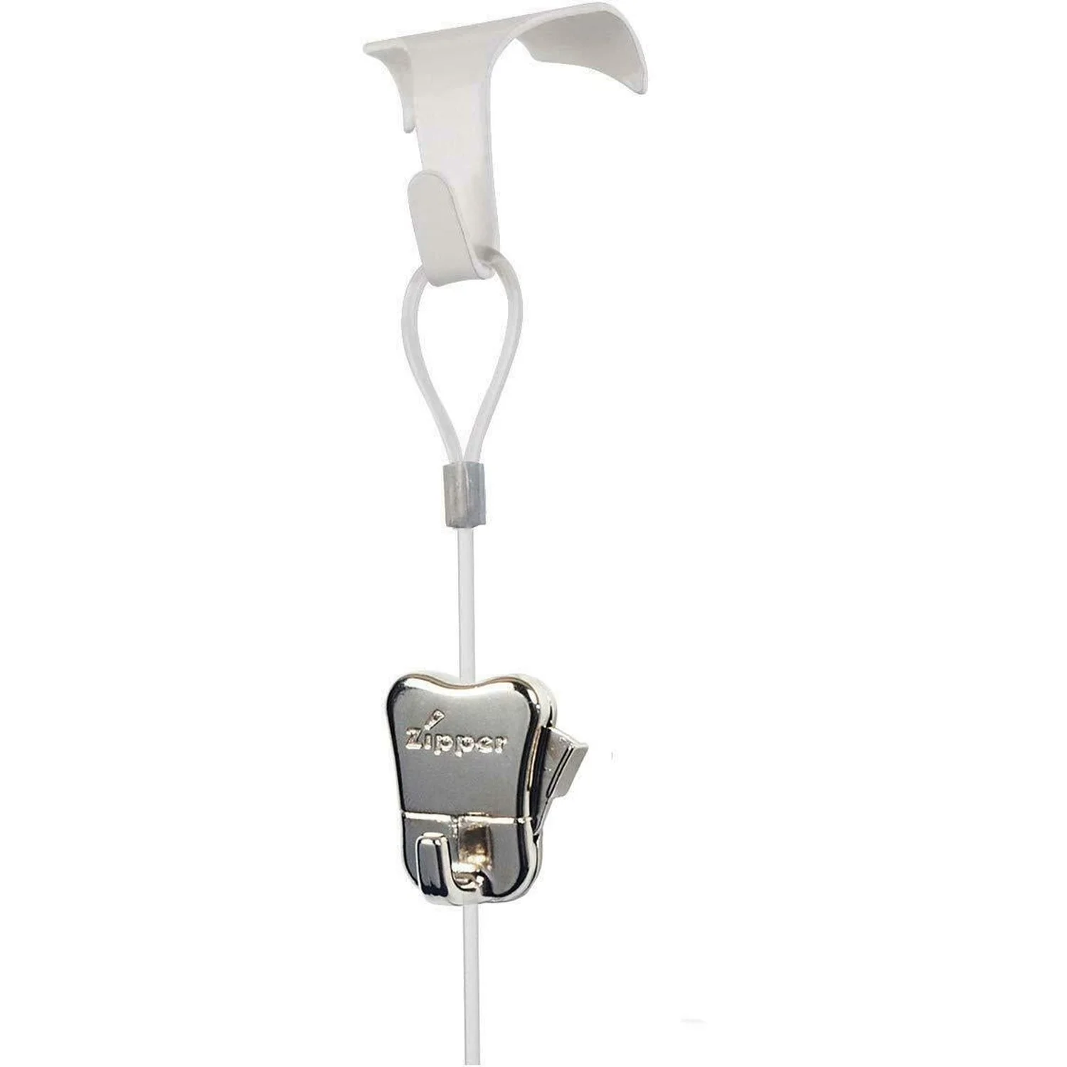 STAS Picture Rail Moulding Hook, Zipper & Perlon Cord (White/2 Pack)