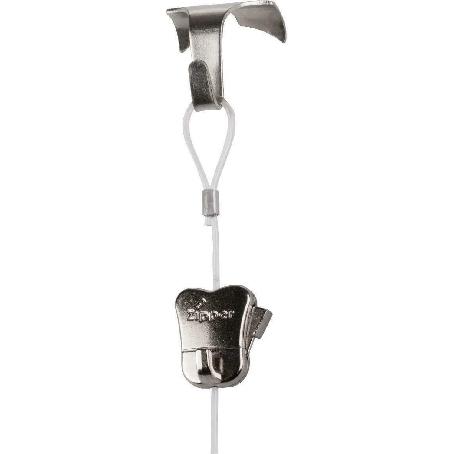 STAS Picture Rail Moulding Hook, Zipper & Perlon Cord (Chrome/2 Pack)