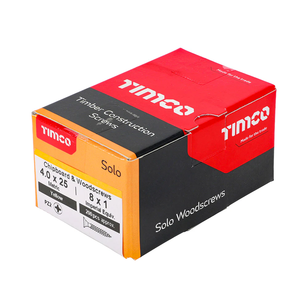 TimCo 4.0 x 25mm Yellow Wood Screw Pozi CS (200 Pack) - Image 3