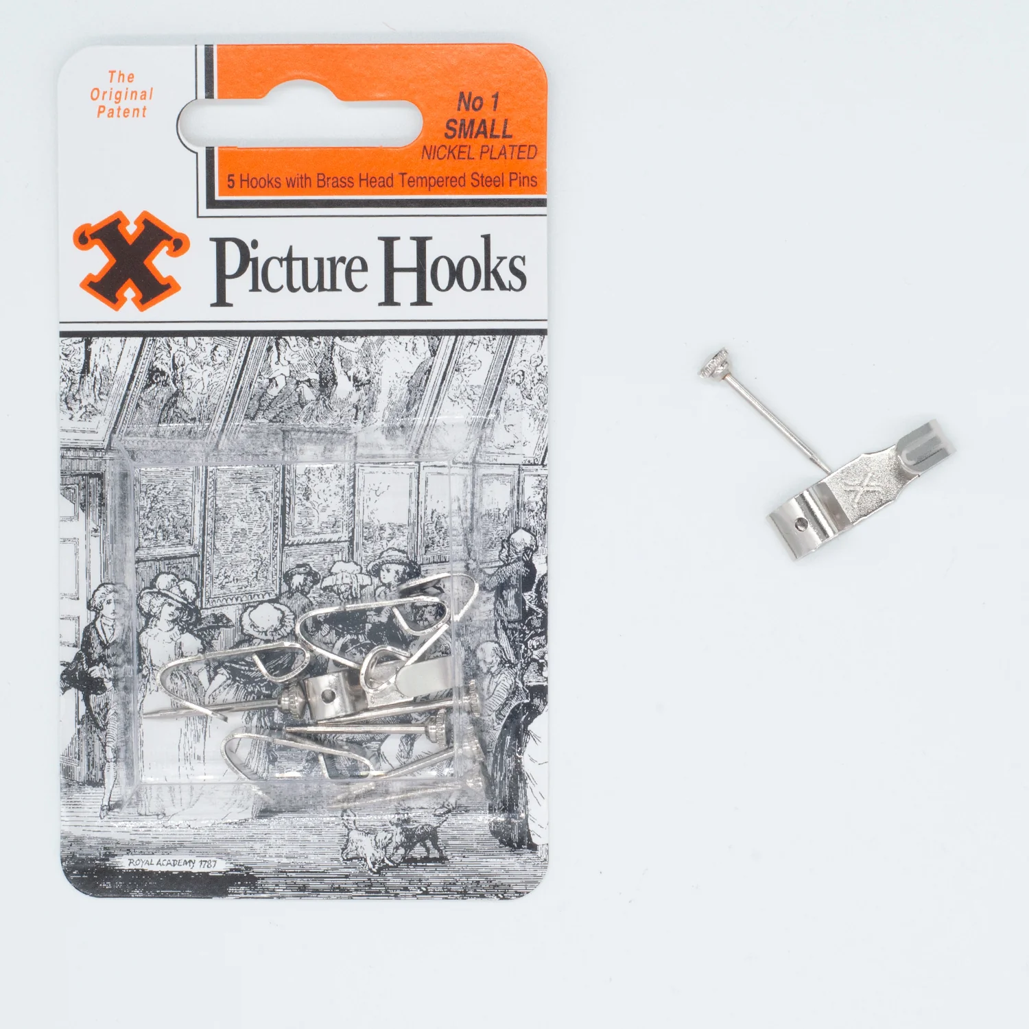 X-Hooks Nickel Plated Picture Hooks + Pins No.1 (5 Pack)